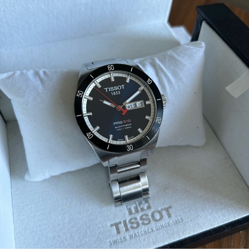 Tissot Men’s PRS 516 Blue Day Date Dial Watch